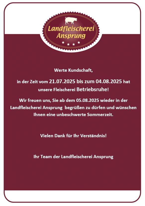 2025 Betriebsruhe