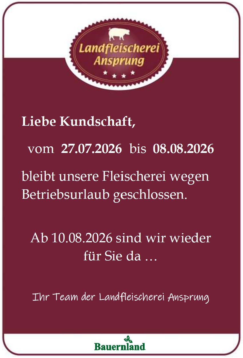 Betriebsurlaub 2026