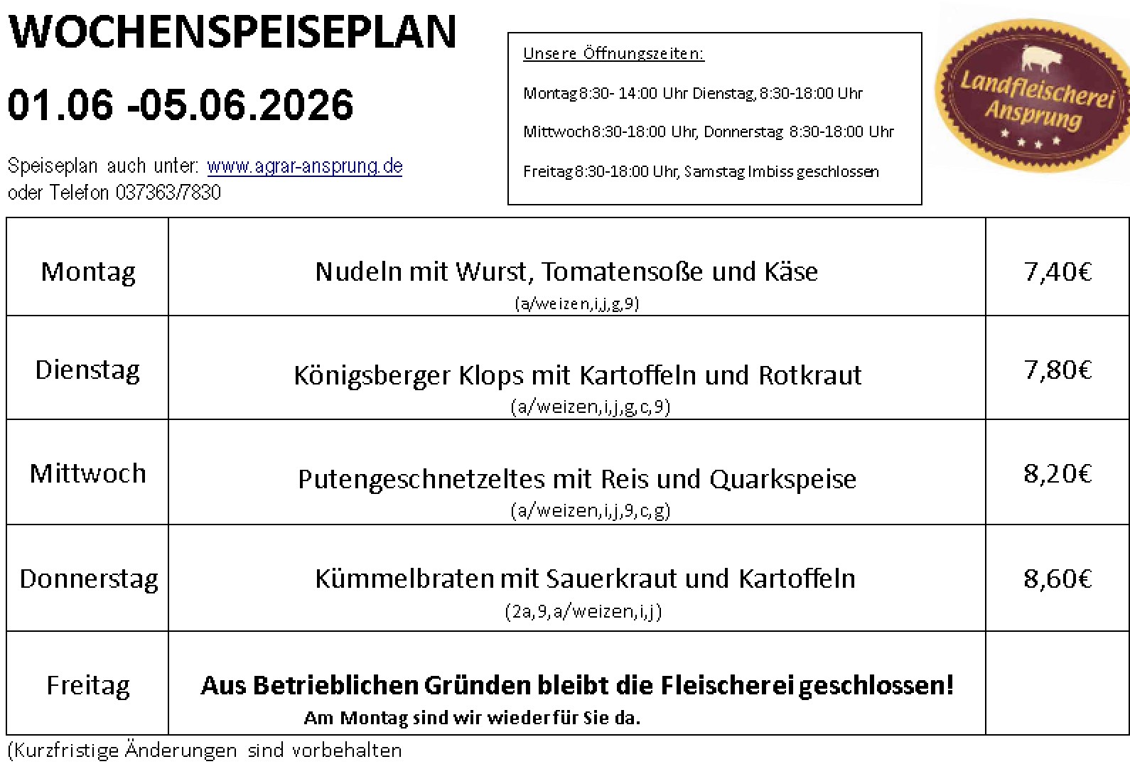 Speiseplan ab 01 06 26