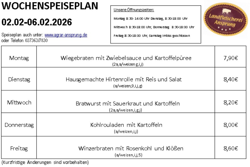 Speiseplan ab 02 02 26
