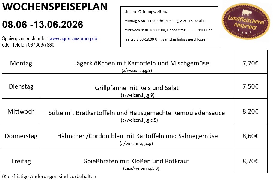 Speiseplan ab 08 06 26