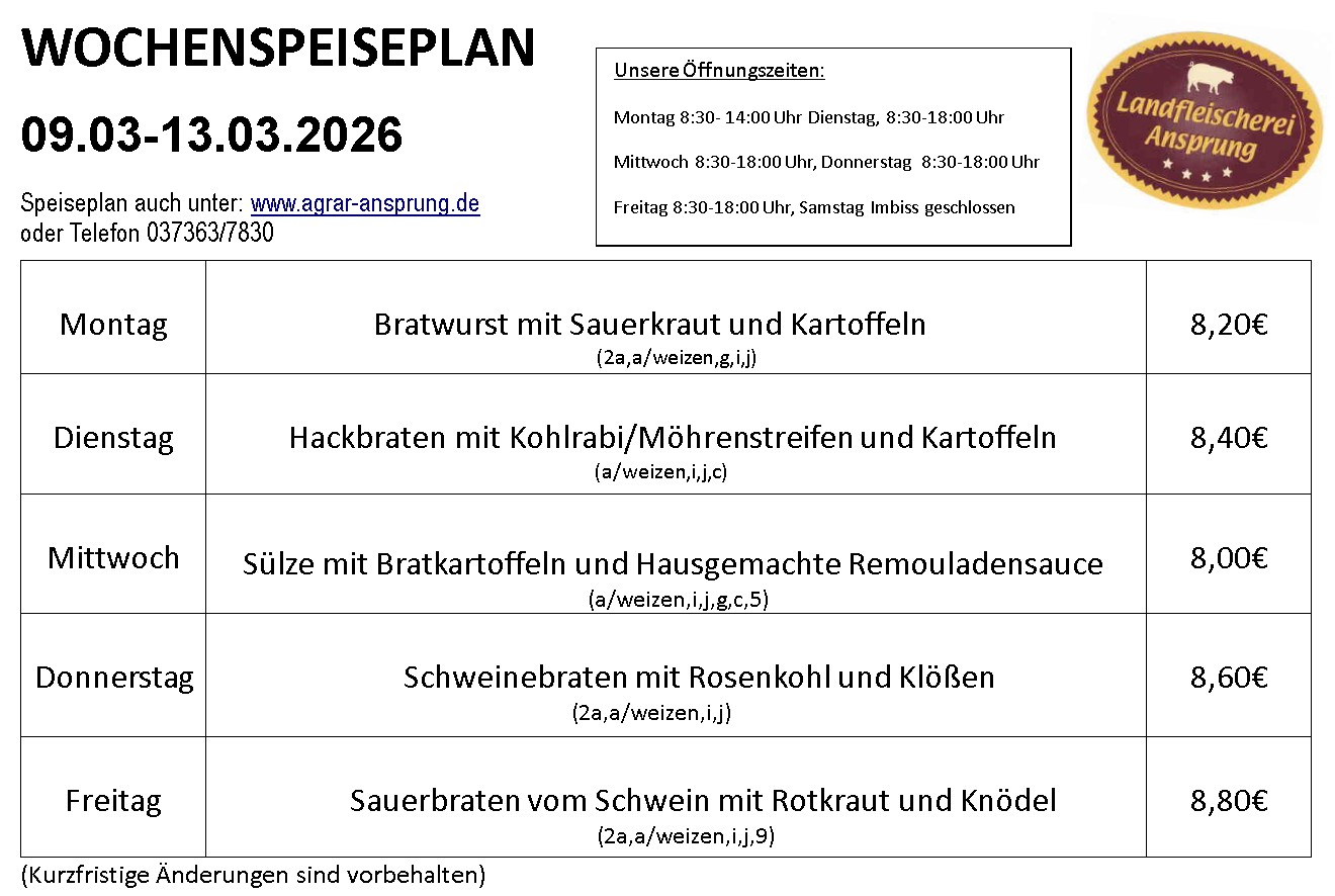 Speiseplan ab 09 03 26
